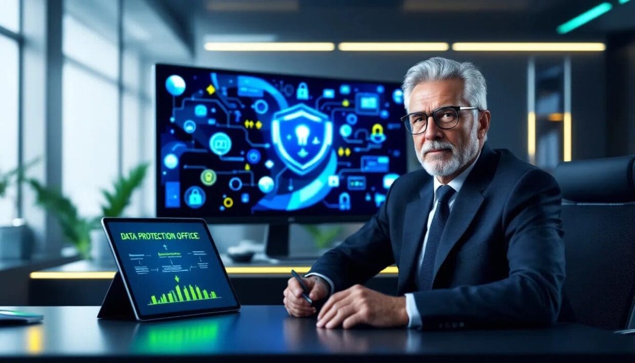 Ein externer Datenschutzbeauftragter, der mit Kundenanfragen umgeht.